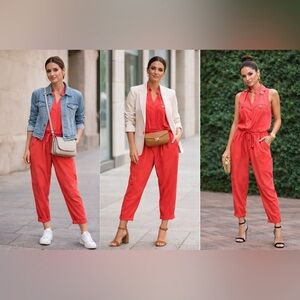 Women's Coral/Red Jumpsuit